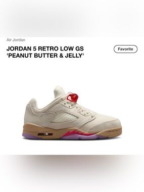Nike Air Jordan 5 Retro Low GS - Butter & Jelly Colorway